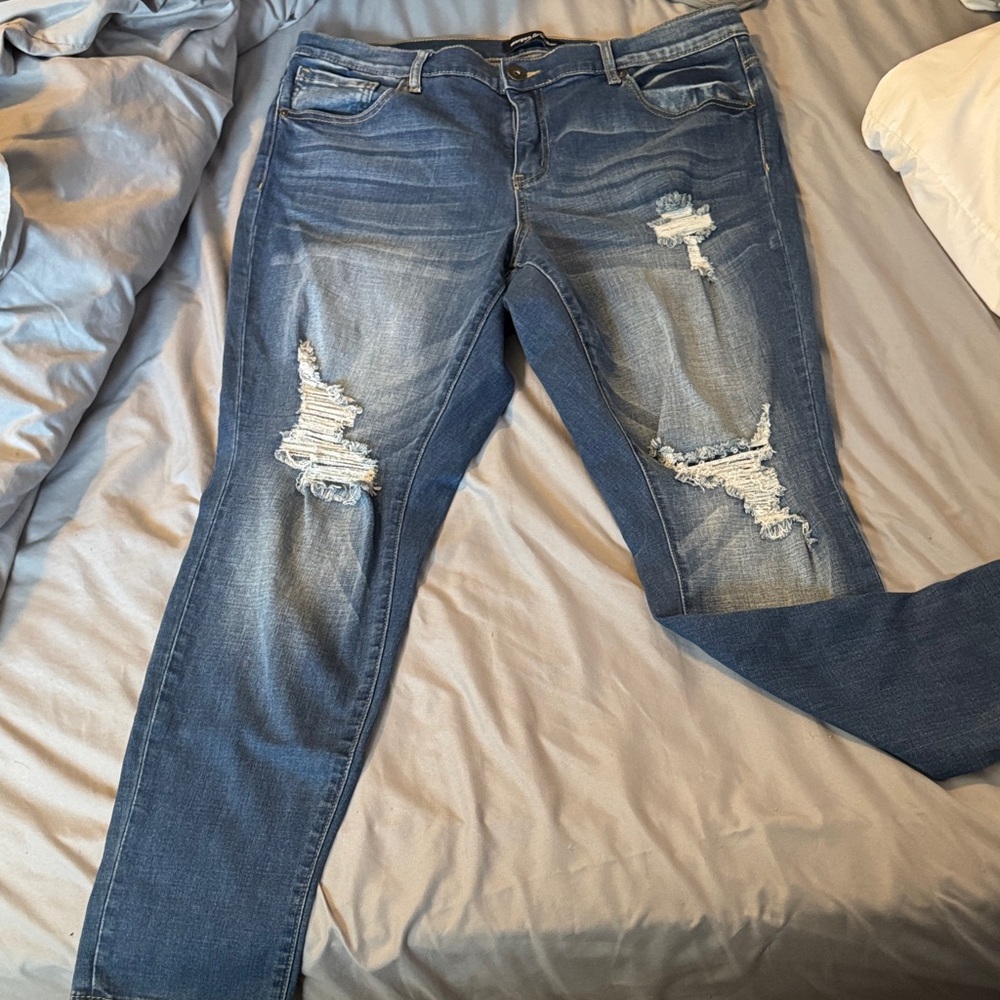 Classic Blue Distressed Skinny Jeans